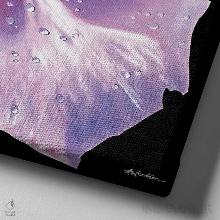 تابلو رزهای صورتی اثر آلن وستون - نمای نزدیک بافت بوم