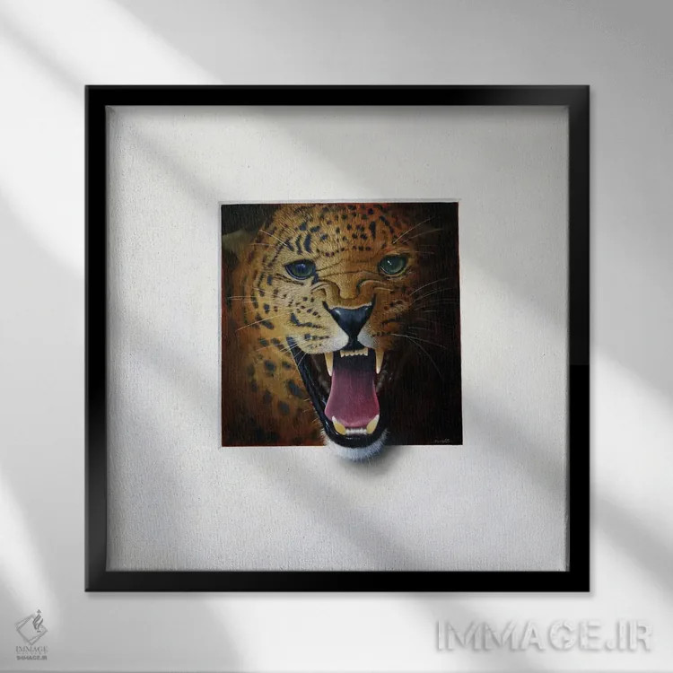 تابلو اوسلات (گربهسان جنگلی) اثر آلن وستون - نمای قابدار مشکی