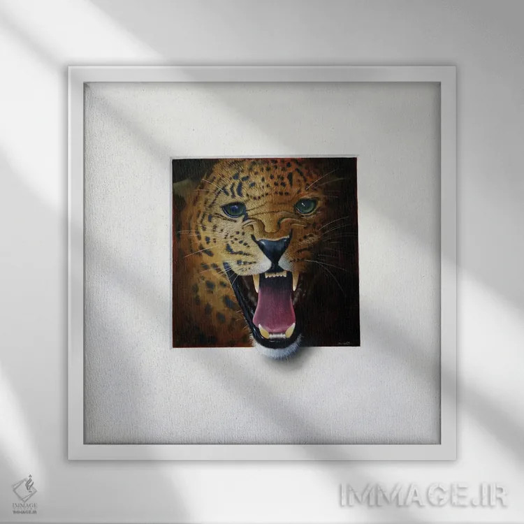 تابلو اوسلات (گربهسان جنگلی) اثر آلن وستون - نمای قابدار سفید