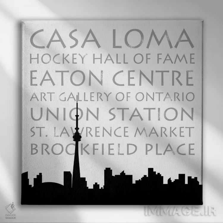 تابلو نمای آسمان تورنتو (فرم مربع) اثر آنا کوآچ - نمای روبهرو روی دیوار