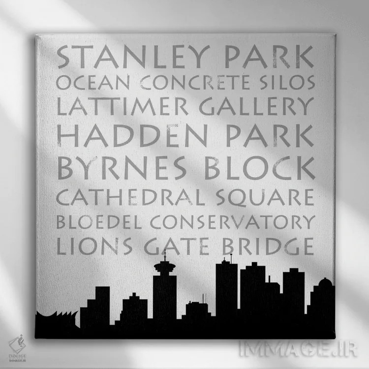 تابلو نمای آسمان ونکوور (فرم مربع) اثر آنا کوآچ - نمای روبهرو روی دیوار