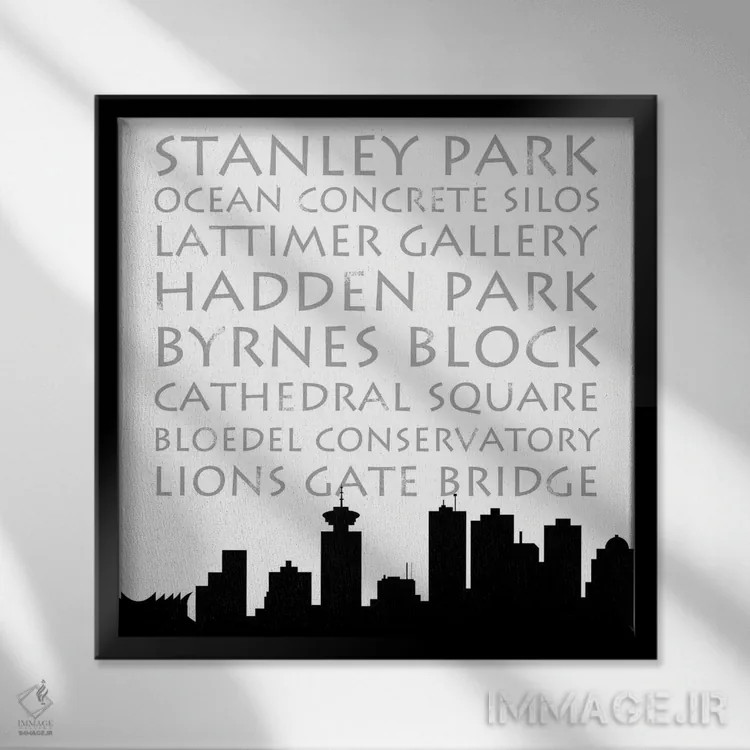 تابلو نمای آسمان ونکوور (فرم مربع) اثر آنا کوآچ - نمای قابدار مشکی