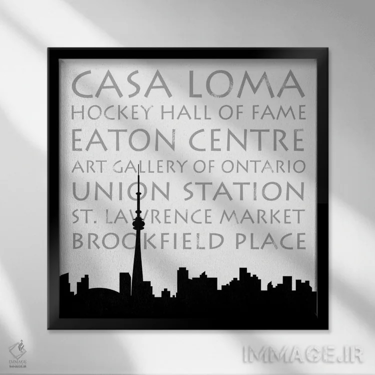 تابلو نمای آسمان تورنتو (فرم مربع) اثر آنا کوآچ - نمای قابدار مشکی