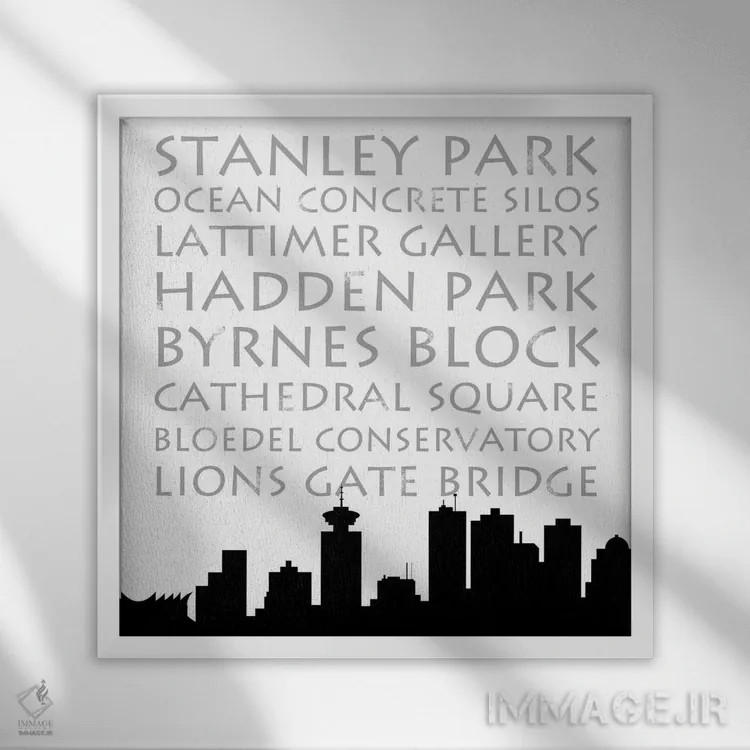 تابلو نمای آسمان ونکوور (فرم مربع) اثر آنا کوآچ - نمای قابدار سفید