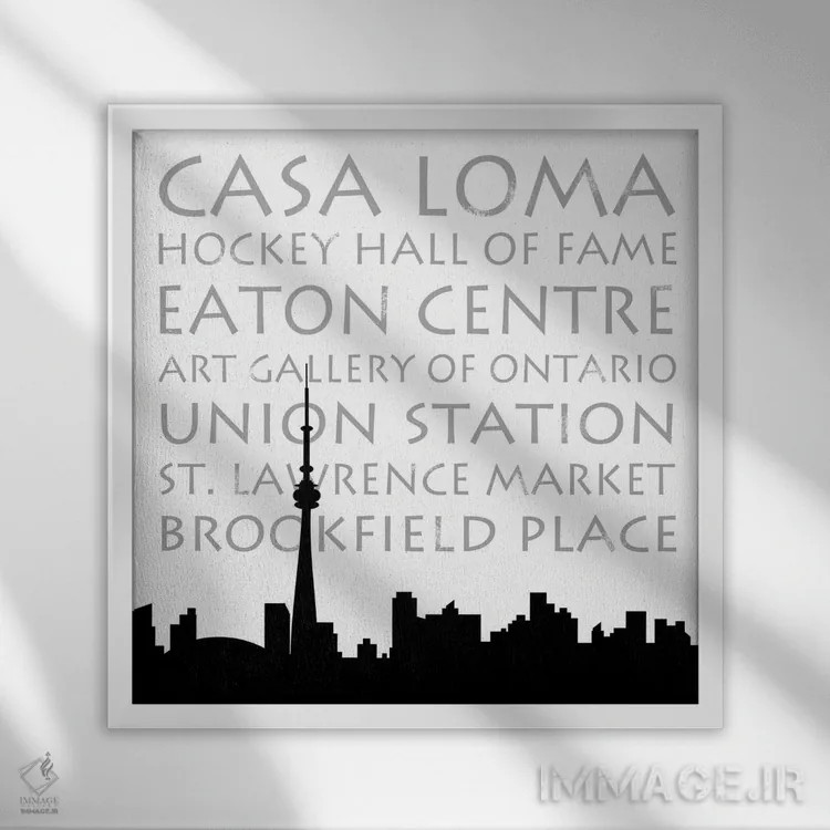 تابلو نمای آسمان تورنتو (فرم مربع) اثر آنا کوآچ - نمای قابدار سفید