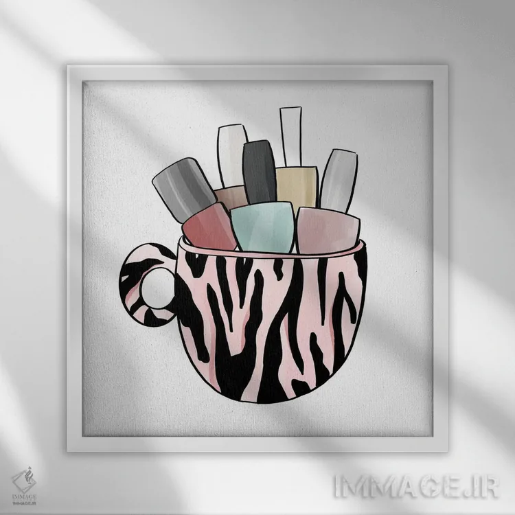 تابلو ماگ طرح حیوانات دوم اثر آنا کوآچ - نمای قابدار سفید