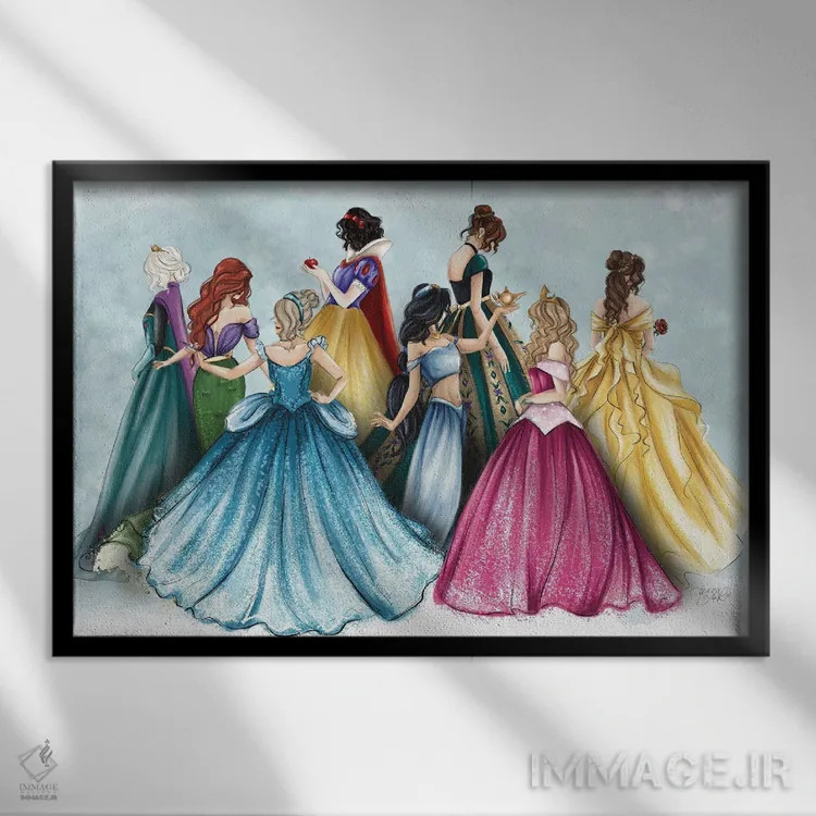 تابلو تصویرسازی پرنسس با پایان خوش اثر آنریکا برسلر - نمای قابدار مشکی