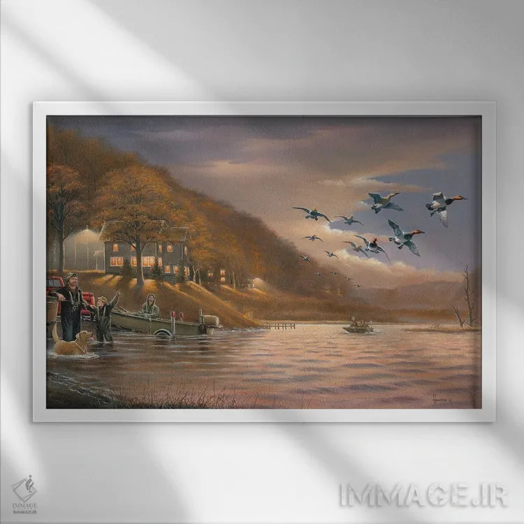 تابلو اردکهای کانواسبک پس از ساعت کاری اثر اندرسون آرت (گروه هنری) - نمای قابدار سفید