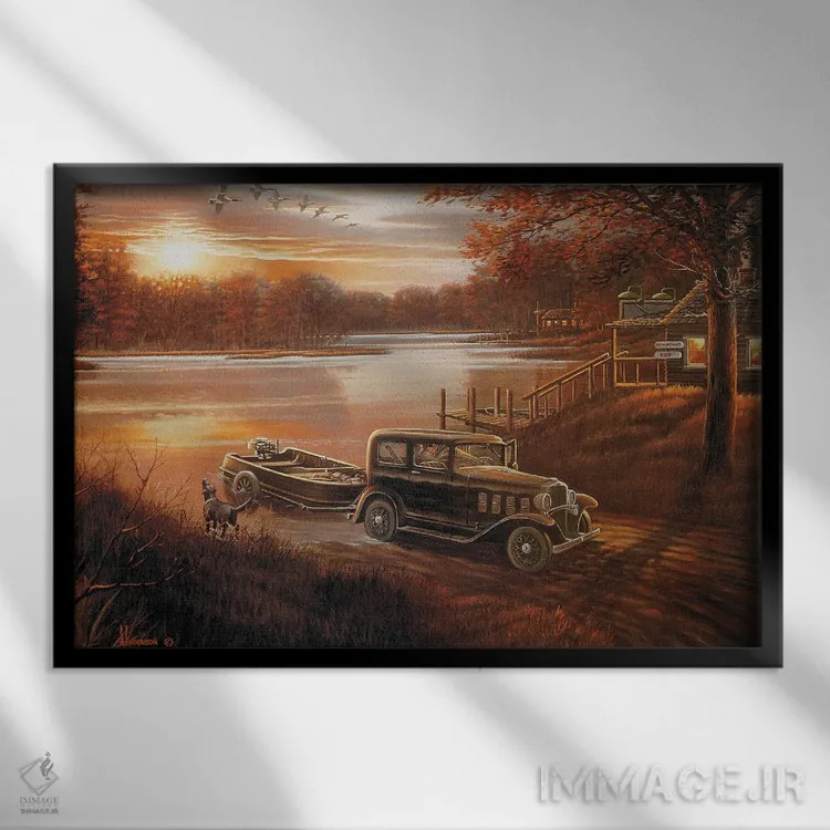 تابلو نیم ساعت دیر اثر اندرسون آرت (گروه هنری) - نمای قابدار مشکی