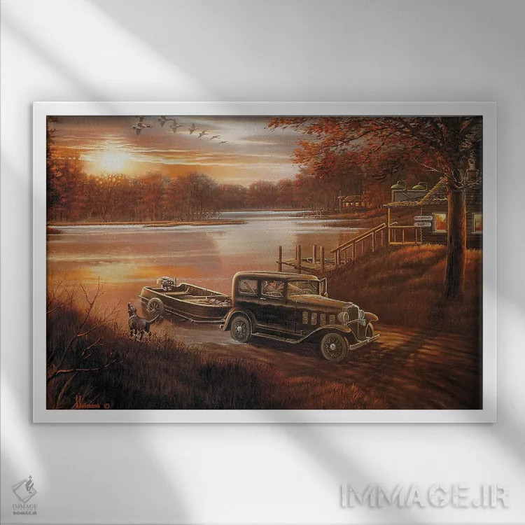 تابلو نیم ساعت دیر اثر اندرسون آرت (گروه هنری) - نمای قابدار سفید