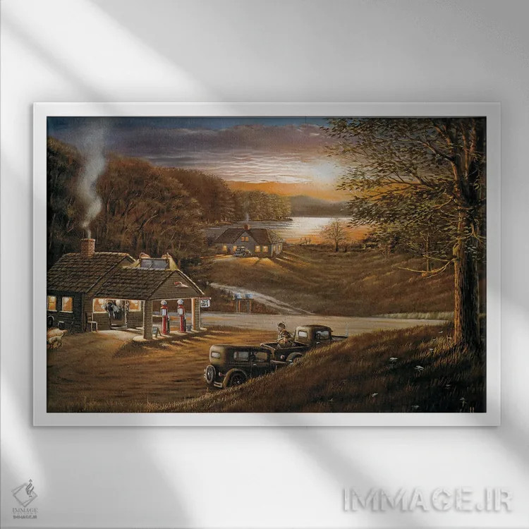 تابلو لحظات خوب شکارچی بوقلمون اثر اندرسون آرت (گروه هنری) - نمای قابدار سفید