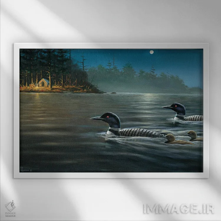 تابلو تور شبانهٔ قوندوکها زیر نور ماه اثر اندرسون آرت (گروه هنری) - نمای قابدار سفید