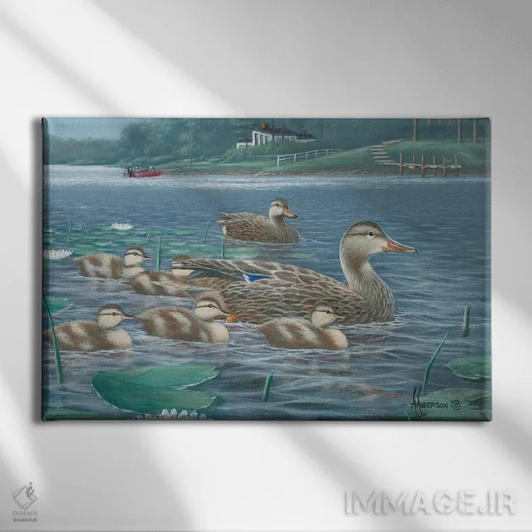 تابلو مادر مغرور اردکهای کلهسبز اثر اندرسون آرت (گروه هنری) - نمای روبهرو روی دیوار
