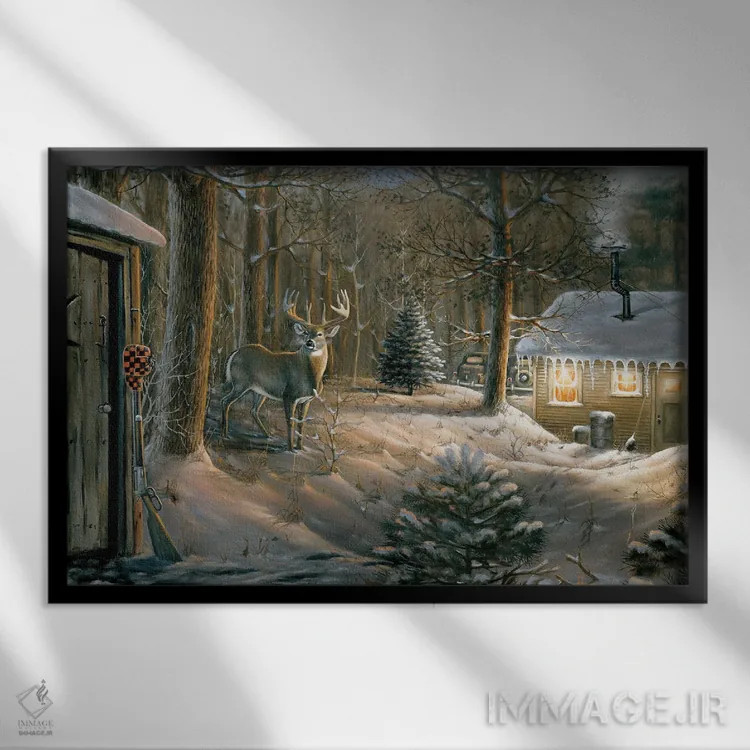 تابلو زمانبندی بد گوزن دمسفید اثر اندرسون آرت (گروه هنری) - نمای قابدار مشکی