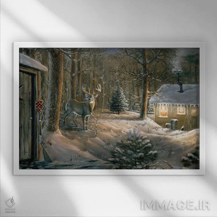 تابلو زمانبندی بد گوزن دمسفید اثر اندرسون آرت (گروه هنری) - نمای قابدار سفید