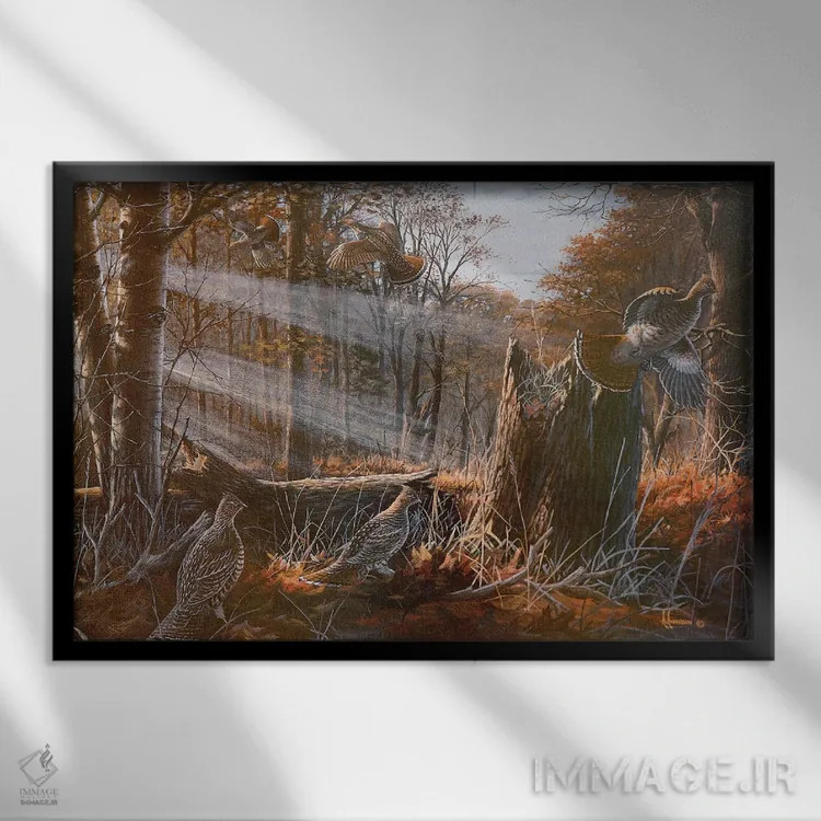 تابلو برنده بزرگ خروس وحشی اثر اندرسون آرت (گروه هنری) - نمای قابدار مشکی