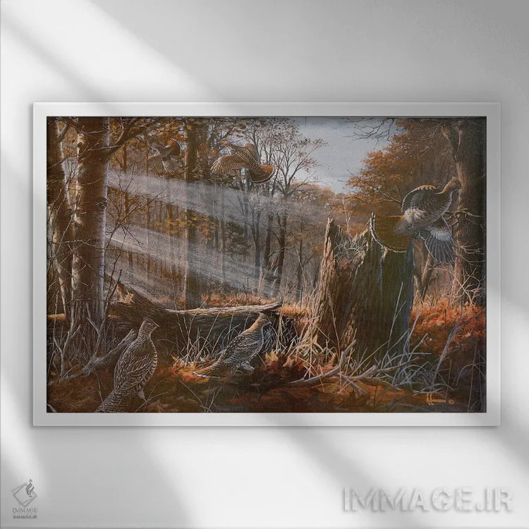 تابلو برنده بزرگ خروس وحشی اثر اندرسون آرت (گروه هنری) - نمای قابدار سفید