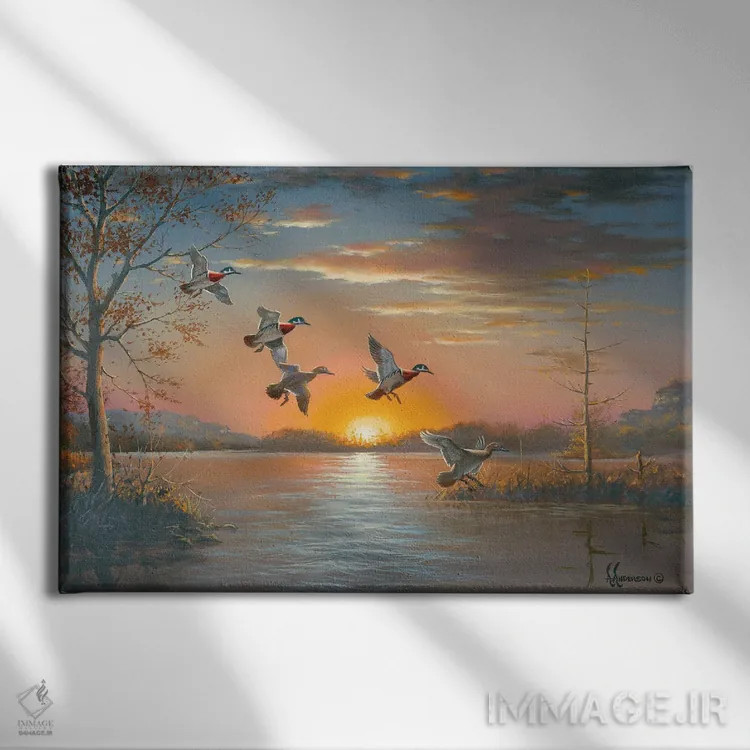 تابلو خلیج دنج اردکهای چوبی اثر اندرسون آرت (گروه هنری) - نمای روبهرو روی دیوار