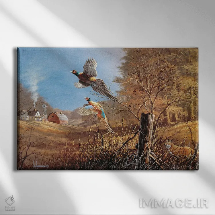 تابلو ما اینجا رو ترک میکنیم (قرقاولها) اثر اندرسون آرت (گروه هنری) - نمای روبهرو روی دیوار