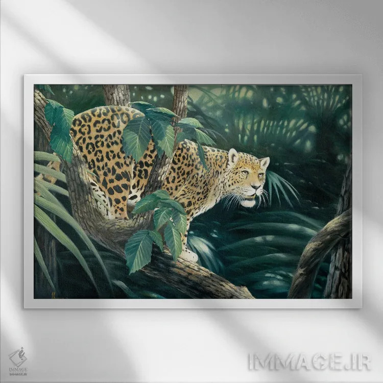 تابلو یوزپلنگ از نقطهٔ دید بالا اثر اندرسون آرت (گروه هنری) - نمای قابدار سفید