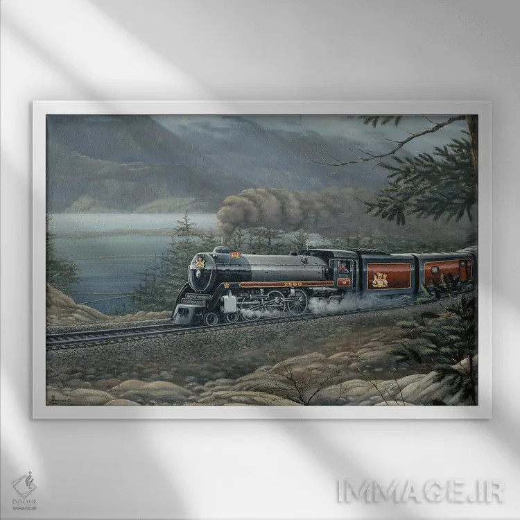 تابلو قطار سلطنتی هادسون اثر اندرسون آرت (گروه هنری) - نمای قابدار سفید