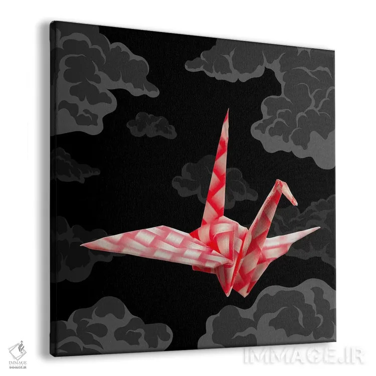 تابلو درنای کاغذی زودگذر اثر فایو بای فایو کالکتیو - نمای پرسپکتیو محصول