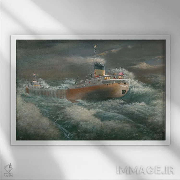 تابلو کشتی ادموند فیتزجرالد اثر اندرسون آرت (گروه هنری) - نمای قابدار سفید