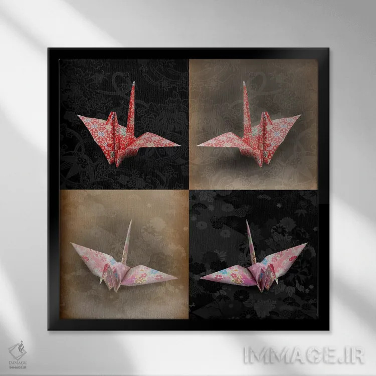 تابلو ادغام نقشهای سنتی اثر فایو بای فایو کالکتیو - نمای قابدار مشکی