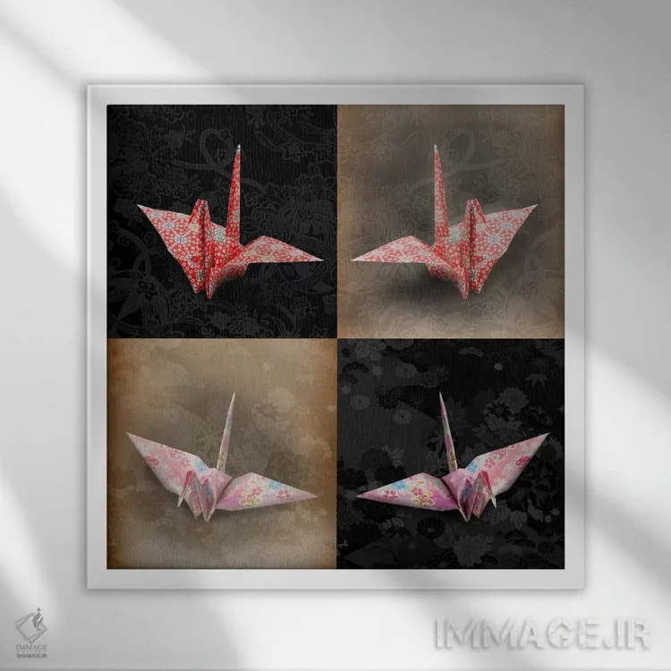 تابلو ادغام نقشهای سنتی اثر فایو بای فایو کالکتیو - نمای قابدار سفید