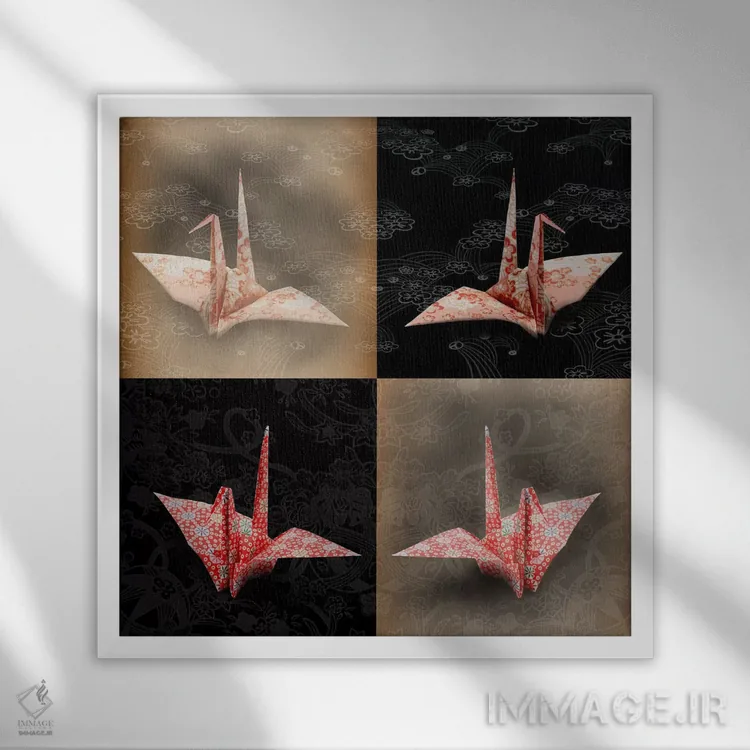 تابلو نقشهای درهمتنیده اثر فایو بای فایو کالکتیو - نمای قابدار سفید