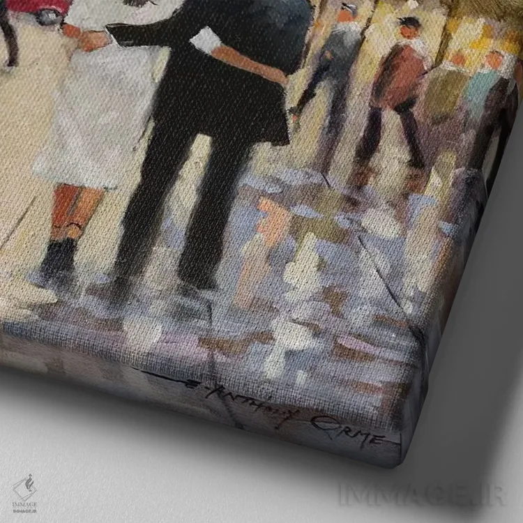 تابلو غروب پاریس اثر ای. آنتونی اورم - نمای نزدیک بافت بوم