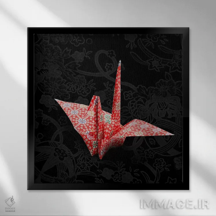 تابلو هنر کاغذی در حال افول اثر فایو بای فایو کالکتیو - نمای قابدار مشکی
