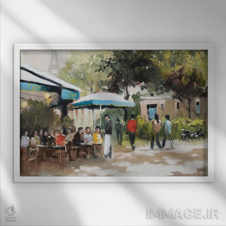 تابلو پاریس به رنگ سبز-آبی (شماره ۱) اثر ای. آنتونی اورم - نمای قابدار سفید