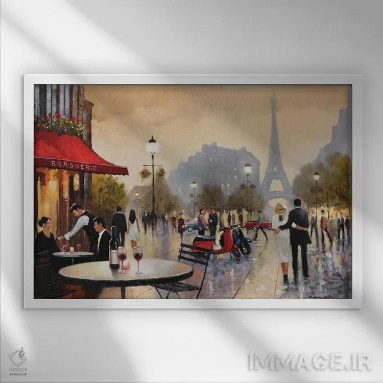 تابلو قدمزنی در پاریس اثر ای. آنتونی اورم - نمای قابدار سفید