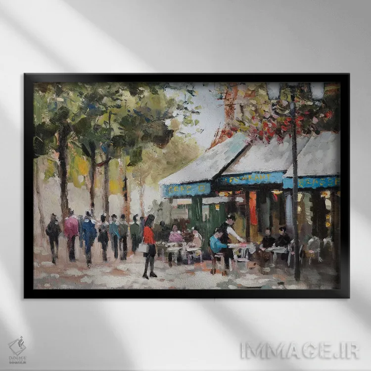 تابلو پاریس به رنگ سبز-آبی (شماره ۲) اثر ای. آنتونی اورم - نمای قابدار مشکی