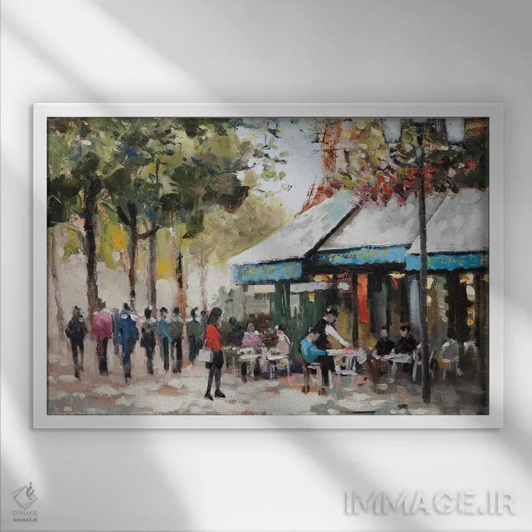 تابلو پاریس به رنگ سبز-آبی (شماره ۲) اثر ای. آنتونی اورم - نمای قابدار سفید