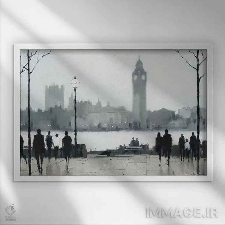 تابلو صبح لندن اثر ای. آنتونی اورم - نمای قابدار سفید