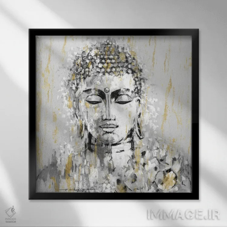 تابلو بودای آرام و ملایم اثر ای. آنتونی اورم - نمای قابدار مشکی
