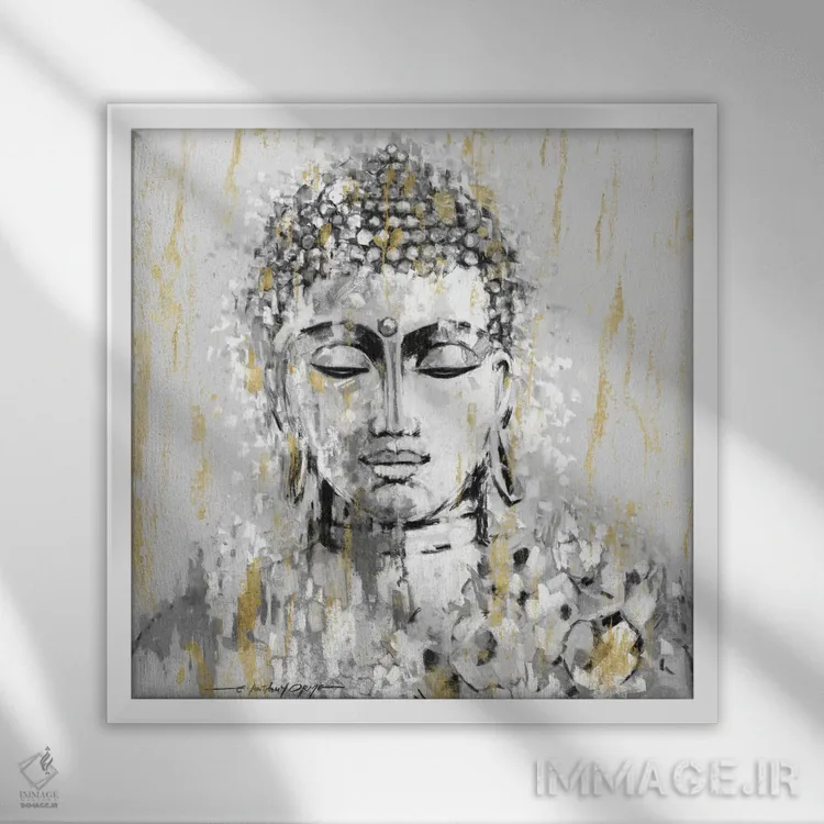 تابلو بودای آرام و ملایم اثر ای. آنتونی اورم - نمای قابدار سفید