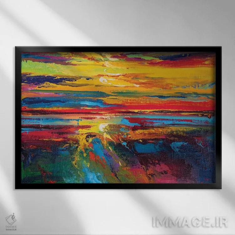 تابلو نمای دریا انتزاعی (شماره ۱۵) اثر آندره اوستاپچوک - نمای قابدار مشکی