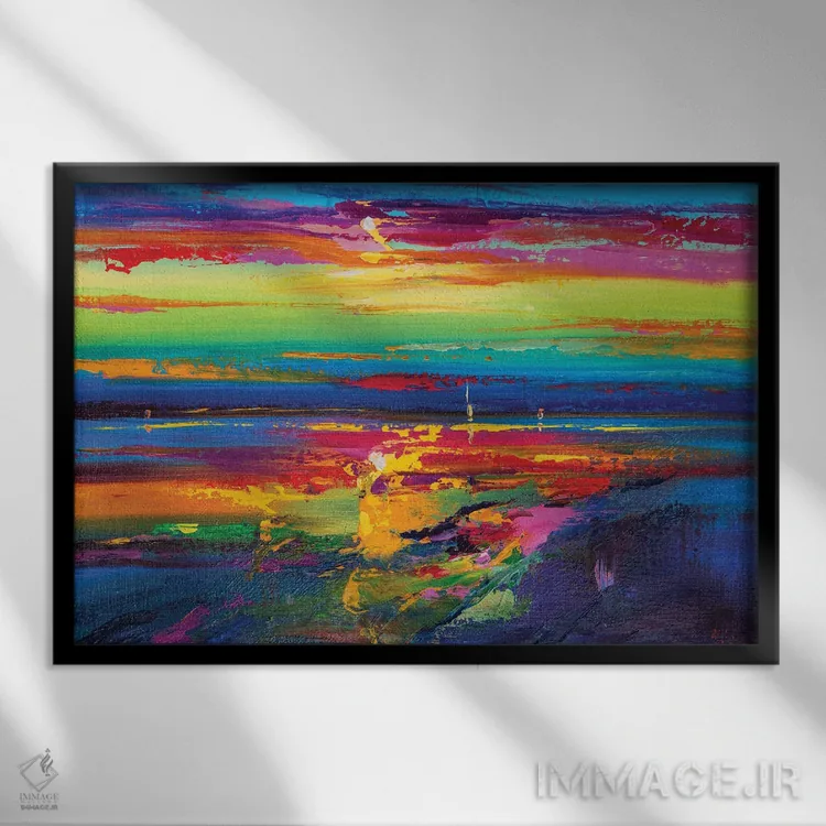 تابلو نمای دریا انتزاعی (شماره ۱۹) اثر آندره اوستاپچوک - نمای قابدار مشکی