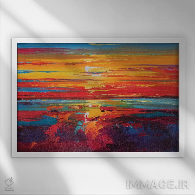 تابلو نمای دریا انتزاعی (شماره ۱۲) اثر آندره اوستاپچوک - نمای قابدار سفید