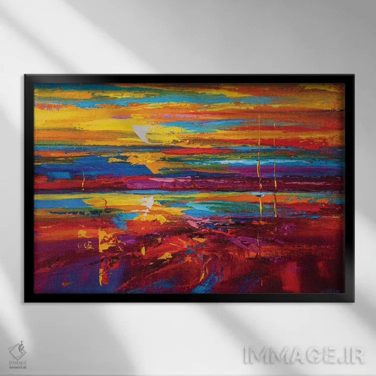 تابلو نمای دریا انتزاعی (شماره ۱۸) اثر آندره اوستاپچوک - نمای قابدار مشکی