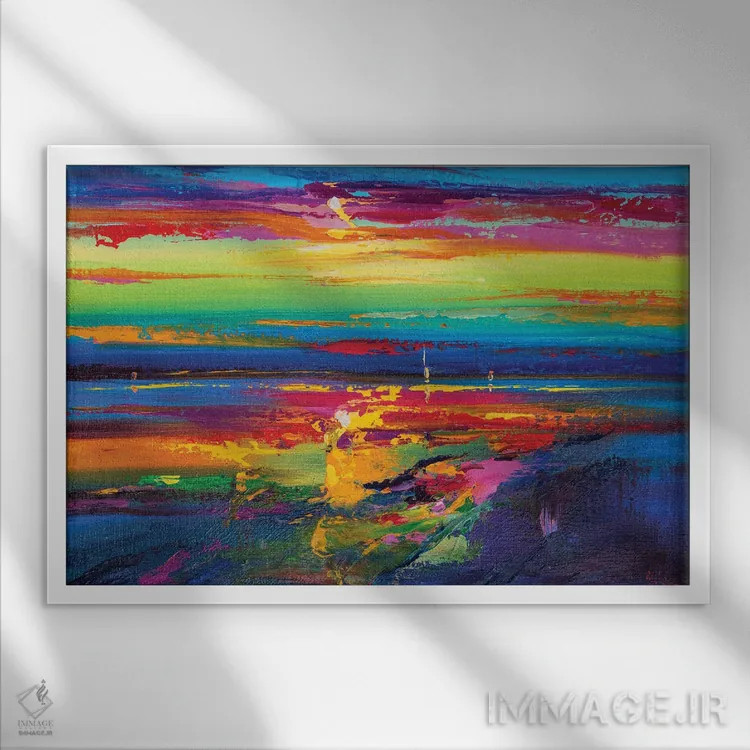 تابلو نمای دریا انتزاعی (شماره ۱۹) اثر آندره اوستاپچوک - نمای قابدار سفید