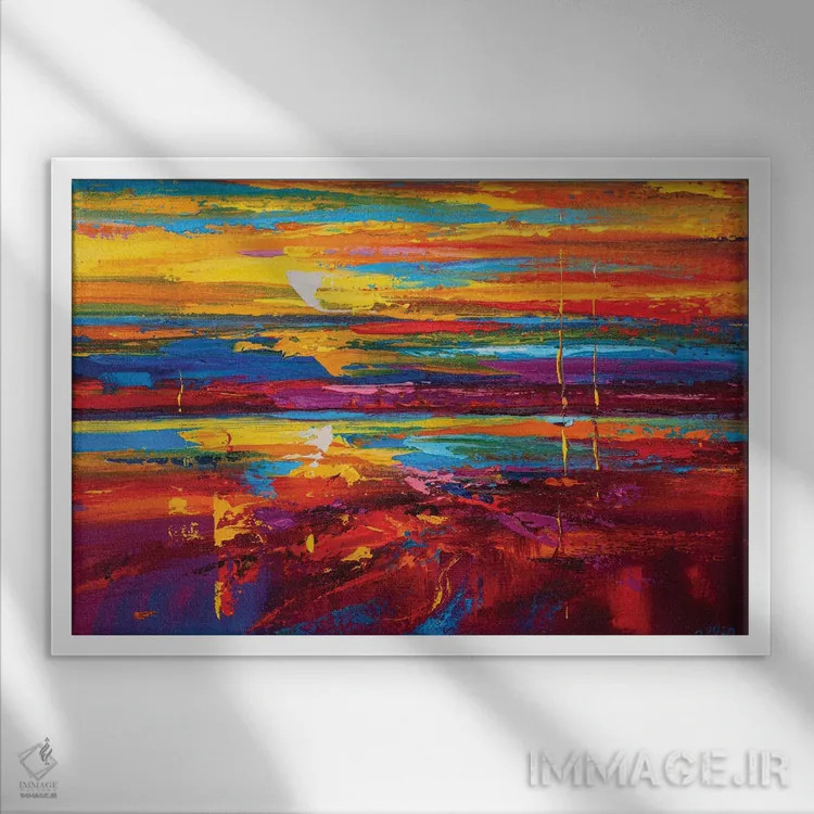 تابلو نمای دریا انتزاعی (شماره ۱۸) اثر آندره اوستاپچوک - نمای قابدار سفید