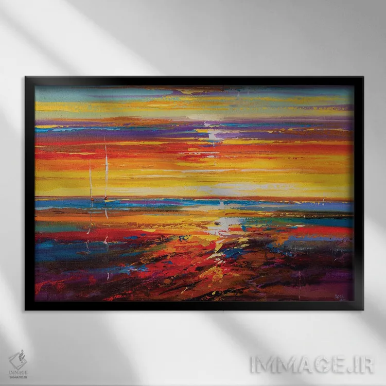 تابلو نمای دریا انتزاعی (شماره ۱۰) اثر آندره اوستاپچوک - نمای قابدار مشکی