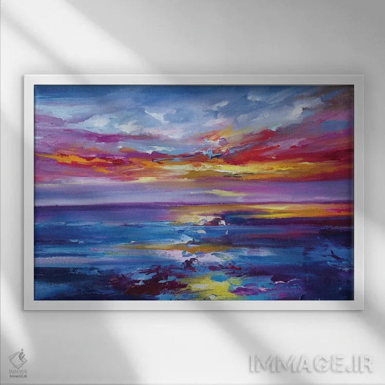 تابلو نمای دریا انتزاعی اثر آندره اوستاپچوک - نمای قابدار سفید