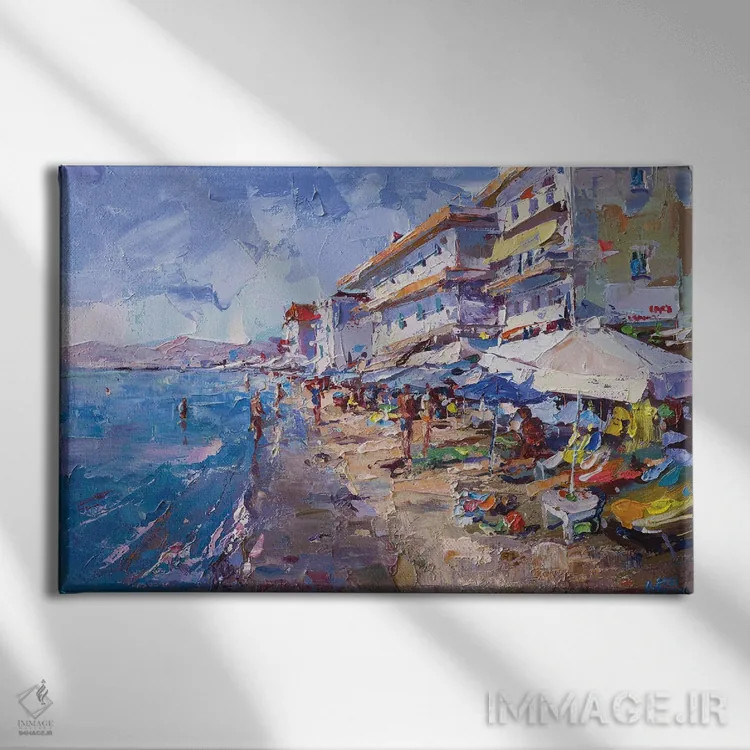 تابلو ساحل کاترینیس، یونان اثر آندره اوستاپچوک - نمای روبهرو روی دیوار