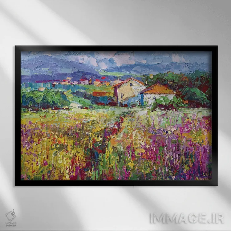 تابلو چشمانداز روستایی اثر آندره اوستاپچوک - نمای قابدار مشکی