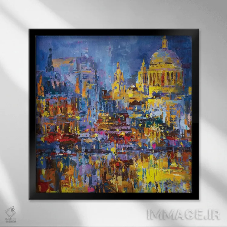 تابلو لندن عصرگاهی اثر آندره اوستاپچوک - نمای قابدار مشکی